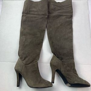 Colin Stuart Olive Gray Over Knee Suede Boots 10